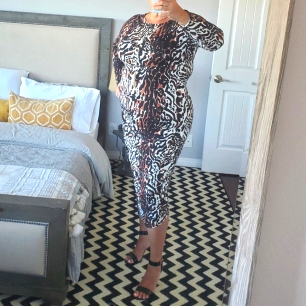 Rachel Pally Animal Print Bodycon Midi Dress 2X - Picture 9 of 15
